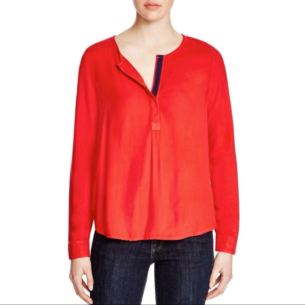 Three Dots Sonia Twill Henley Top